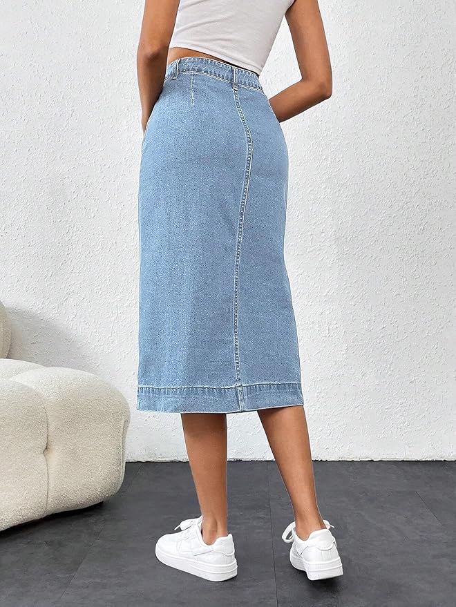 GRECIILOOKS Denim Skirt for Women | Long Skirt for Women | Skirt for Women | Denim Skirt for Women Long | Pencil Skirt for Women