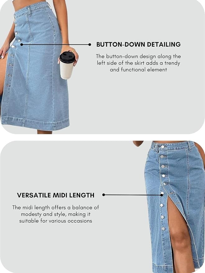 GRECIILOOKS Denim Skirt for Women | Long Skirt for Women | Skirt for Women | Denim Skirt for Women Long | Pencil Skirt for Women