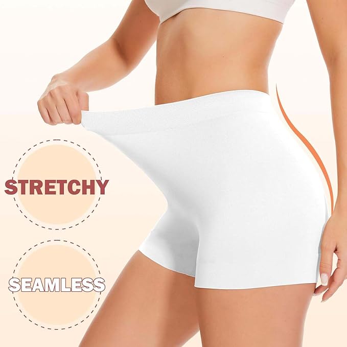 HSR Women's Cotton Ice silk safety pants Mid Waist seamless anti-slip non-curling Shorties/Underskirt Shorts (One size Fit to 30-38 inch)