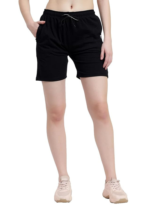 BLUE STAR SHARK Women's Athletic Gym Shorts | Stretchable & Relaxed Fit | Running, Jogging & Yoga Workout Shorts with Pockets | Casual Summer Cycling & Sleep Shorts